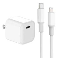 Cargador de pared + cable iBox lightning a tipo-C 20W, MFI, TPE, 1m, blanco