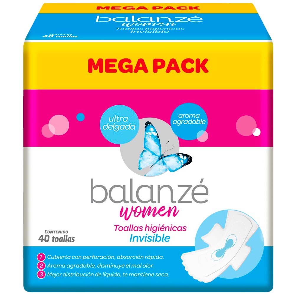 Toallas Higiénicas Invisible BALANZÉ WOMEN Paquete 40un