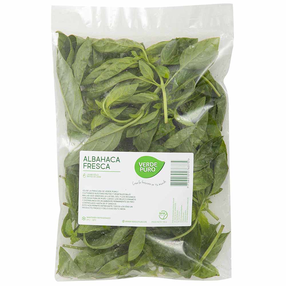 Albahaca Fresca VERDE PURO Bolsa 120g