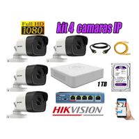 Kit 4 Cámaras de Seguridad Ip Exterior Hikvision mas Disco 1Tb Wd Púrpura