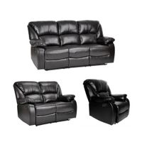 Juego de Reclinables High Gloss 3 + 2 + 1 Cuerpos Negro