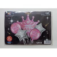 Set x 5 globos para mujer corona rosada feliz cumpleaños