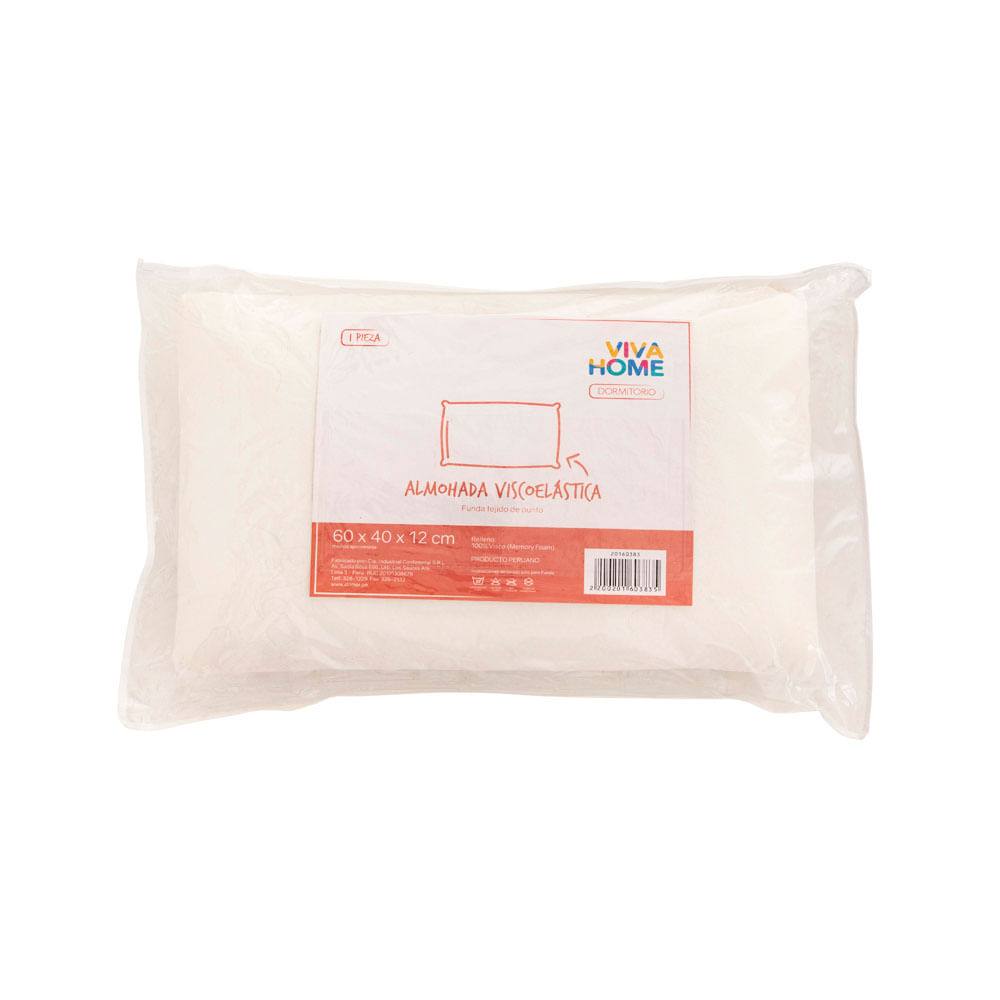 Almohada VIVA HOME Memory Foam Ergonómica 60x40 Paquete 1un