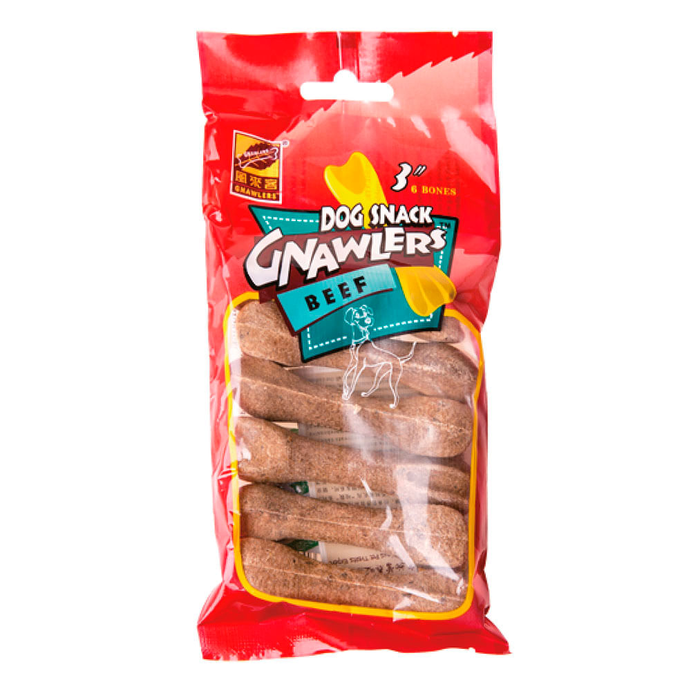 Galletas para Perros GNAWLERS en forma de Huesos Sabor Carne Paquete 180g