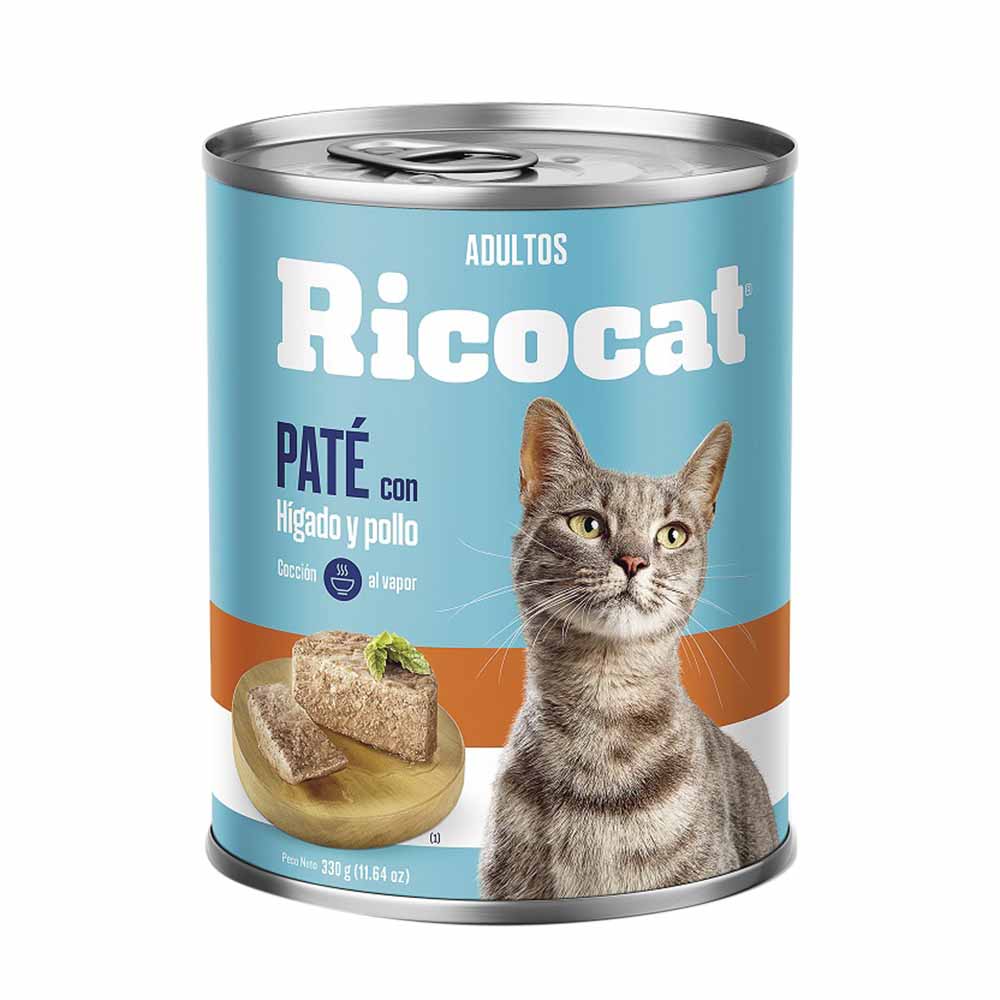 Comida para Gatos RICOCAT Adultos Paté Hígado y Pollo Lata 330g