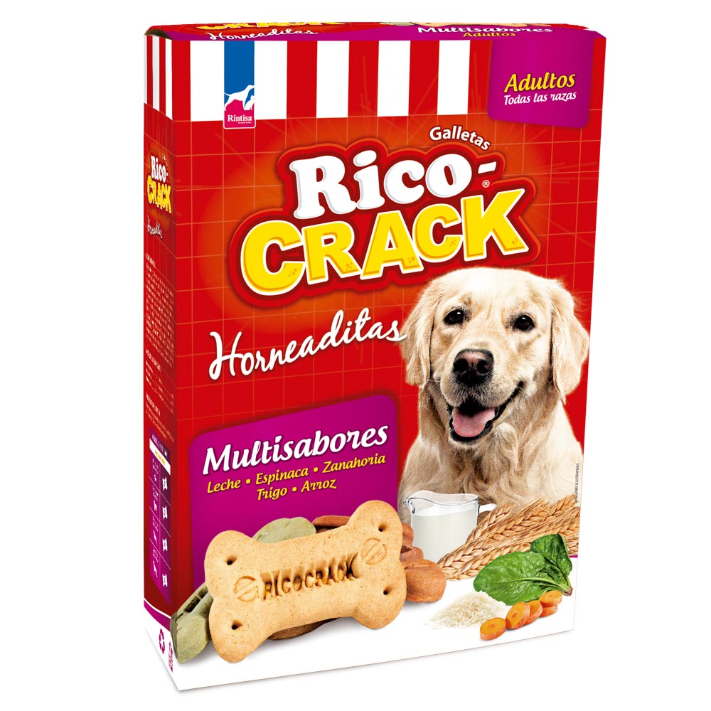 Comida para Perros RICOCRACK Galletas Adultos Todas las Razas Multisabores Caja 200g