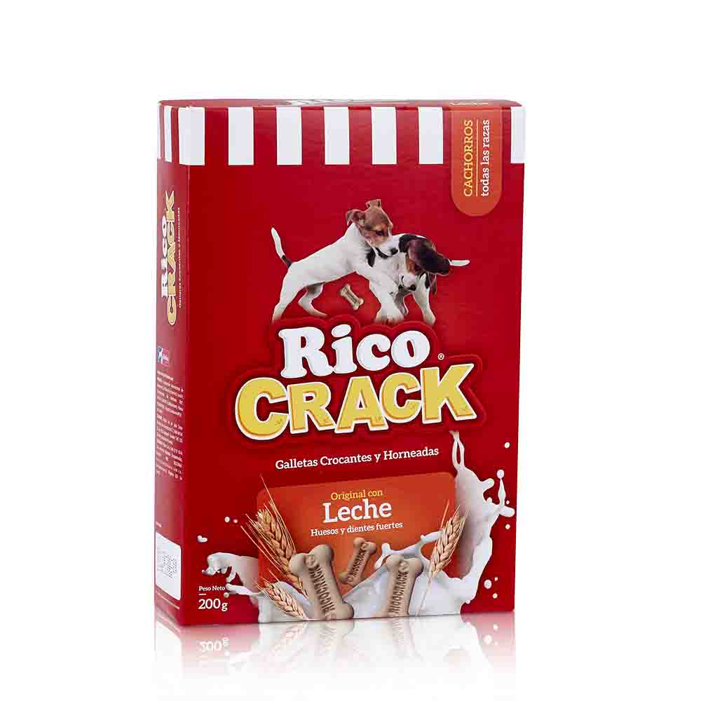 Galletas Crocantes y Horneadas RICOCRACK Original con Leche para Cachorros Caja 200g