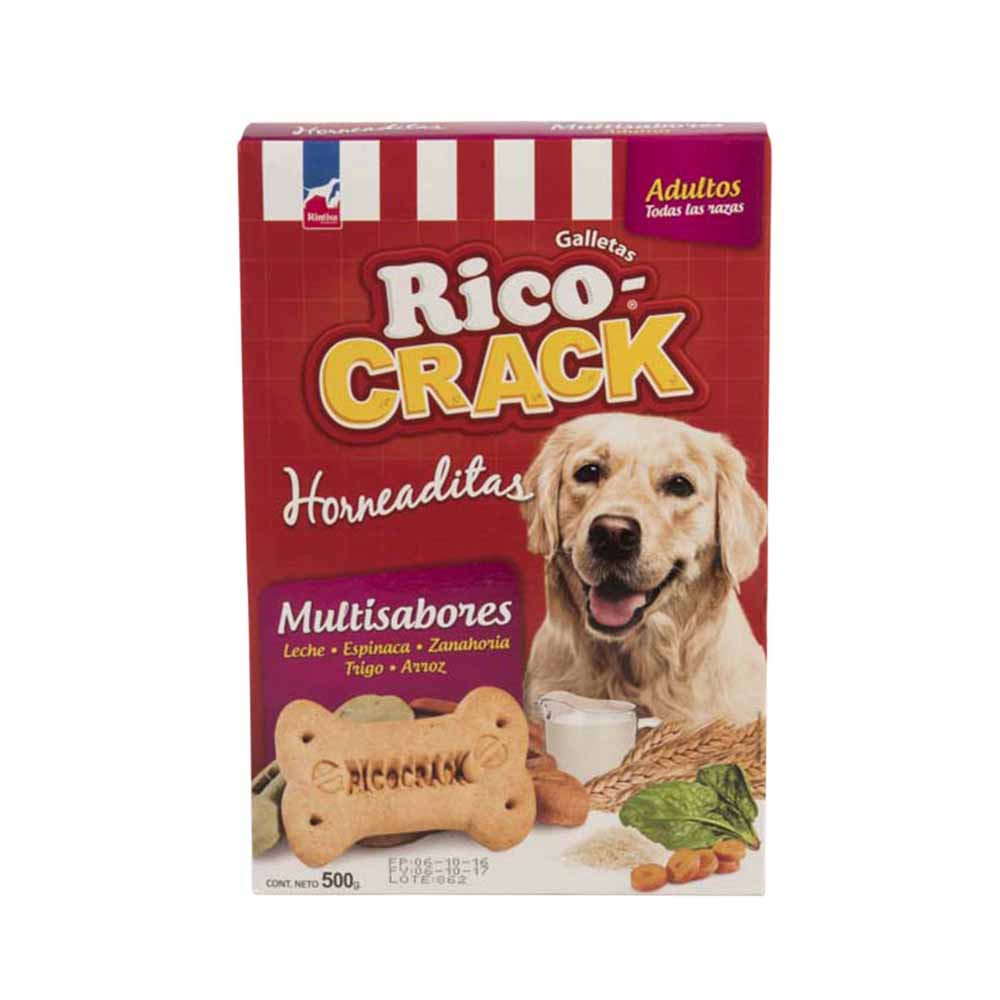 Comida para Perros RICOCRACK Galletas Adultos Todas las Razas Multisabores Caja 500g