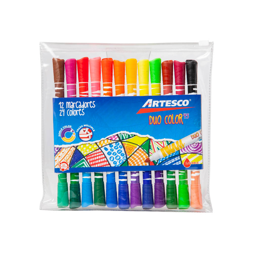 Plumones ARTESCO Duocolor 45 Estuche 12un