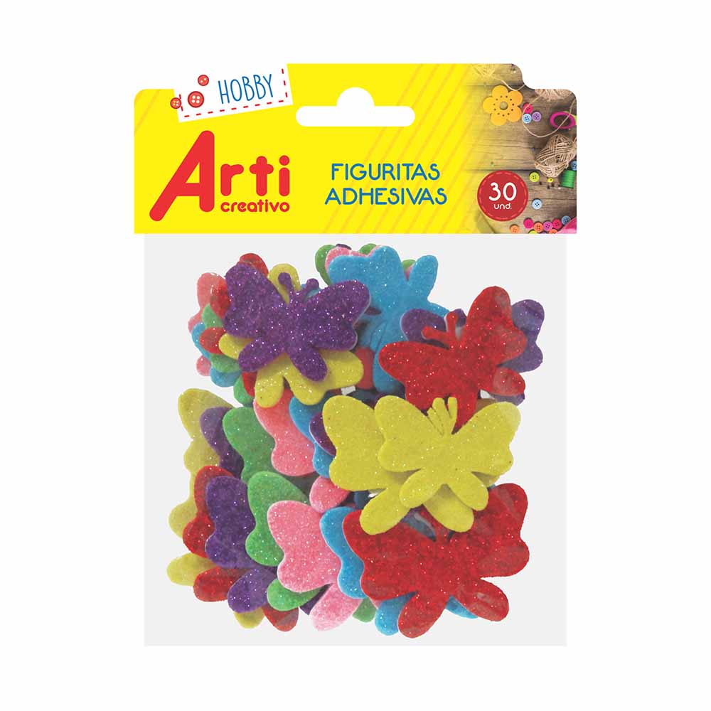 Figuritas Adhesivas ARTI Stickers de Mariposas Glitter Bolsa 30un