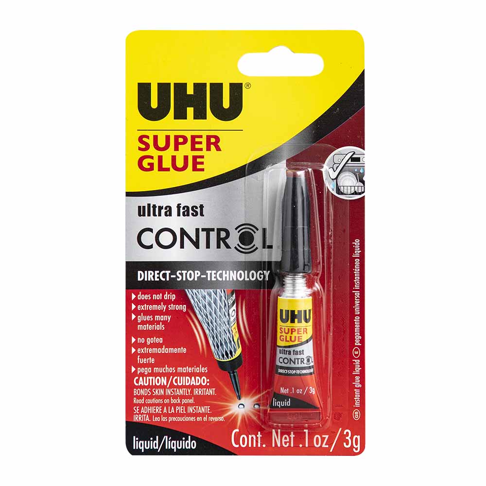Super Pegamento UHU Ultra Fast Control Blister 3un