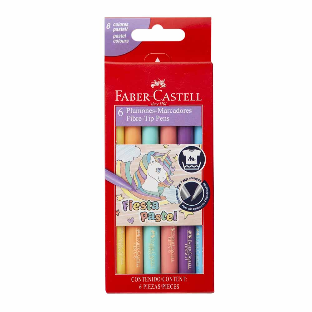 Plumones FABER-CASTELL Fiesta Pastel Caja 6un