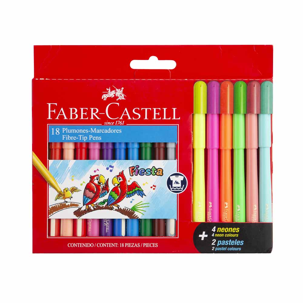 Plumones FABER-CASTELL Fiesta Caja 18un