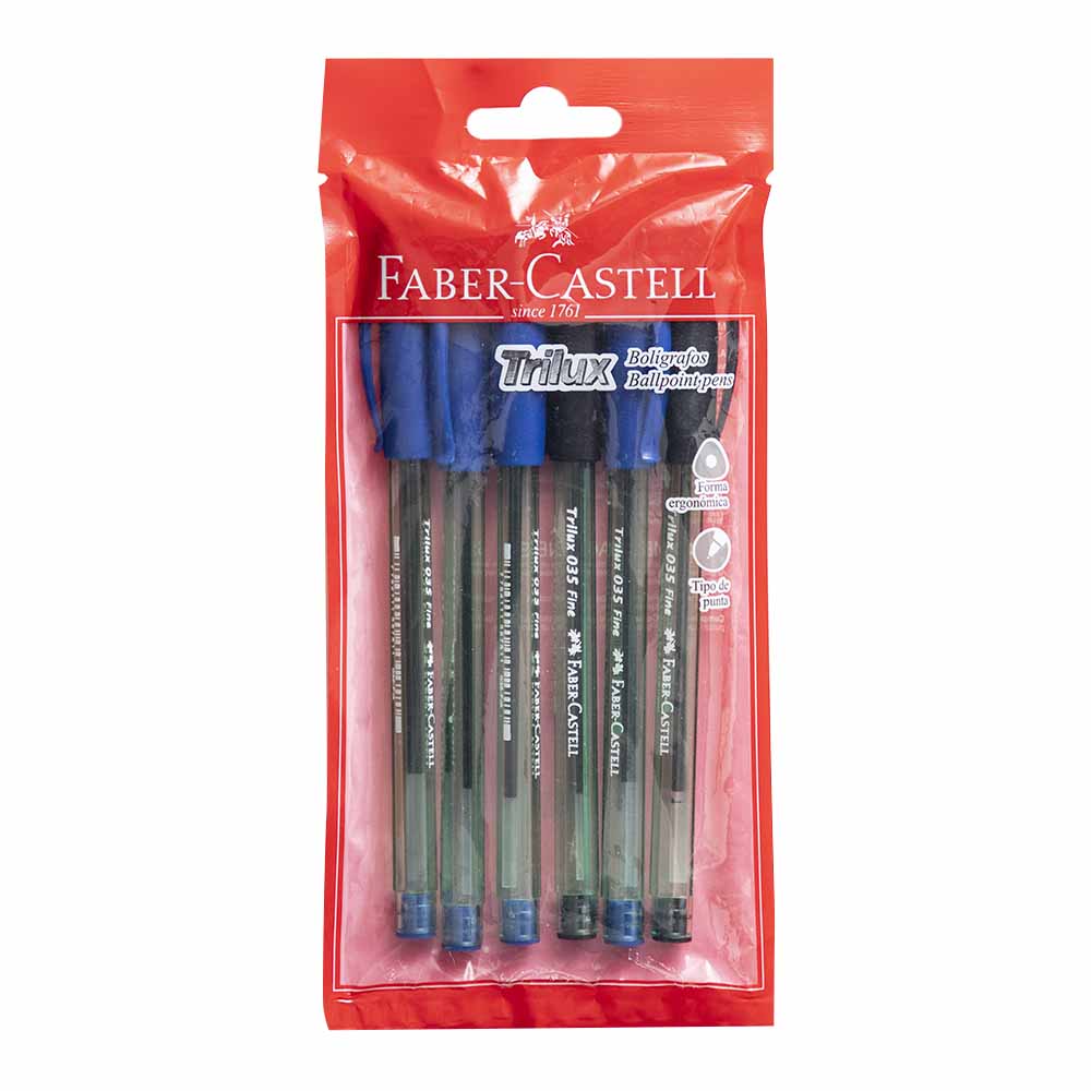 Bolígrafos FABER CASTELL 035-F Trilux Bolsa 6un
