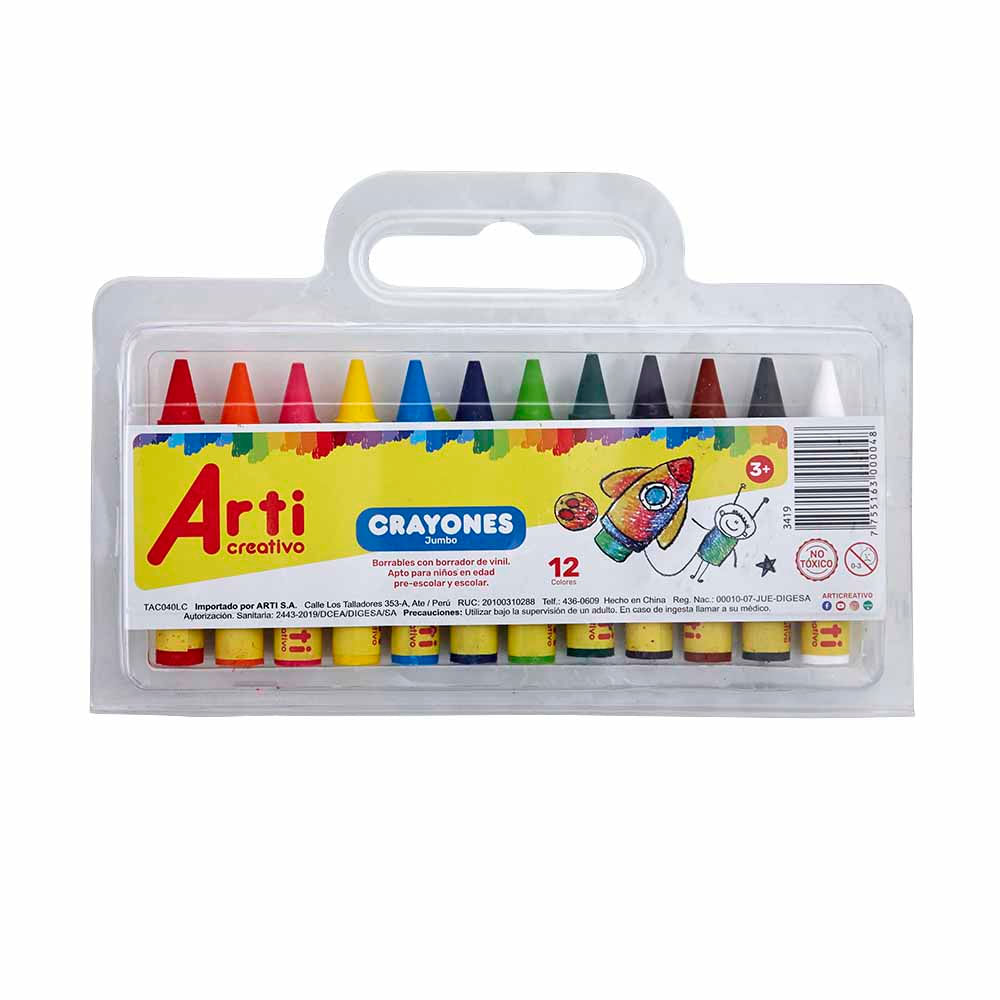 Crayones ARTI CREATIVO Colores Jumbo Estuche 12un