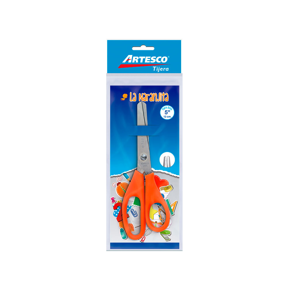 Tijera Escolar ARTESCO Mango Flexible La Naranjita