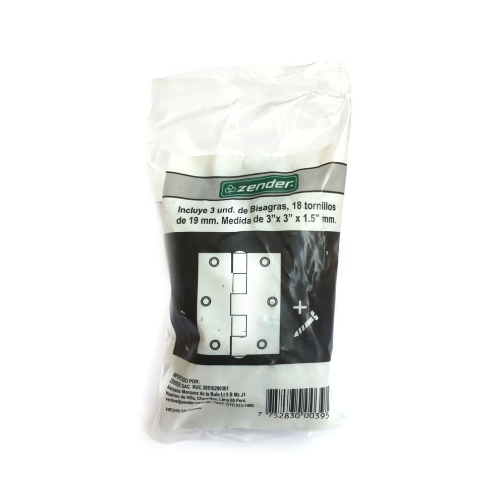 Bisagra Acero inoxidable 3"" x3