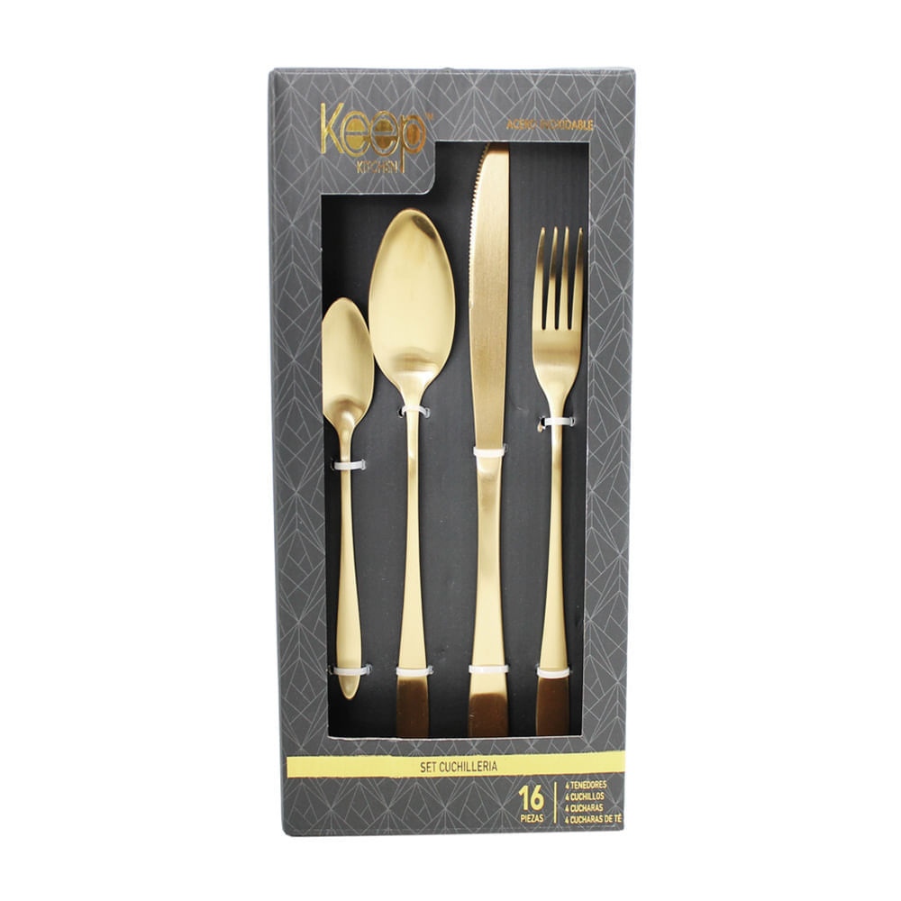 Set cubiertos Gold 16 piezas