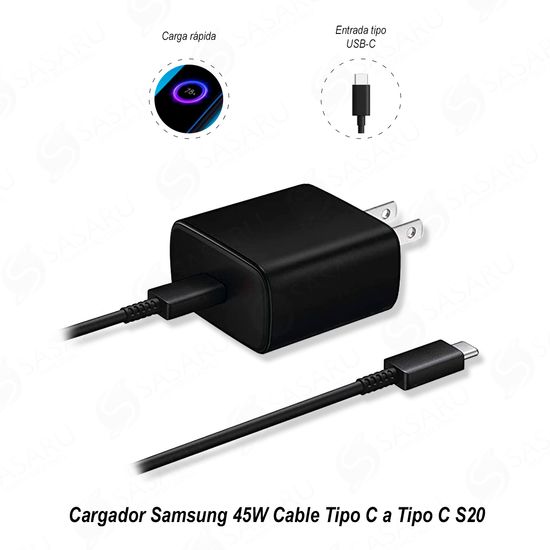 Cargador Samsung S20 45W Cable Tipo C a Tipo C (Genérico)