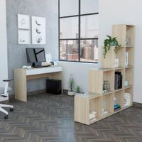 Combo Office 38 Escritorio + Biblioteca - Rovere + Blanco