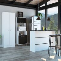 Combo Kitchen 43 Mueble Cocina 54 + Barra De Cocina + Optimizador - Wengue / Blanco