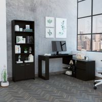 Combo Office 21 Escritorio + Biblioteca - Wengue