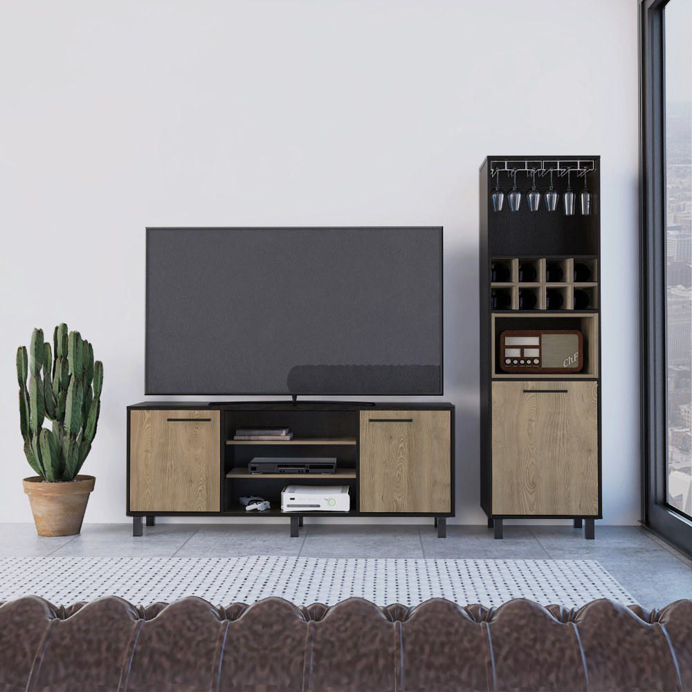 Rack TV 55 + Bar Alto Kaia - Wengue / Miel