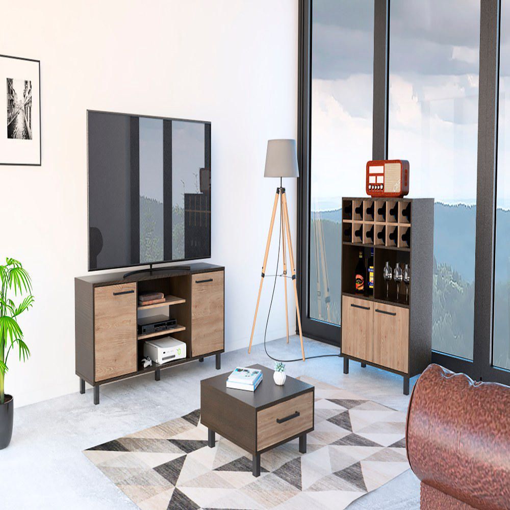 Rack TV 65 + Bar + Mesa Centro Kaia - Wengue / Miel