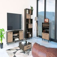 Rack TV 65 + Biblioteca + Bar + Mesa Centro Kaia - Wengue / Miel