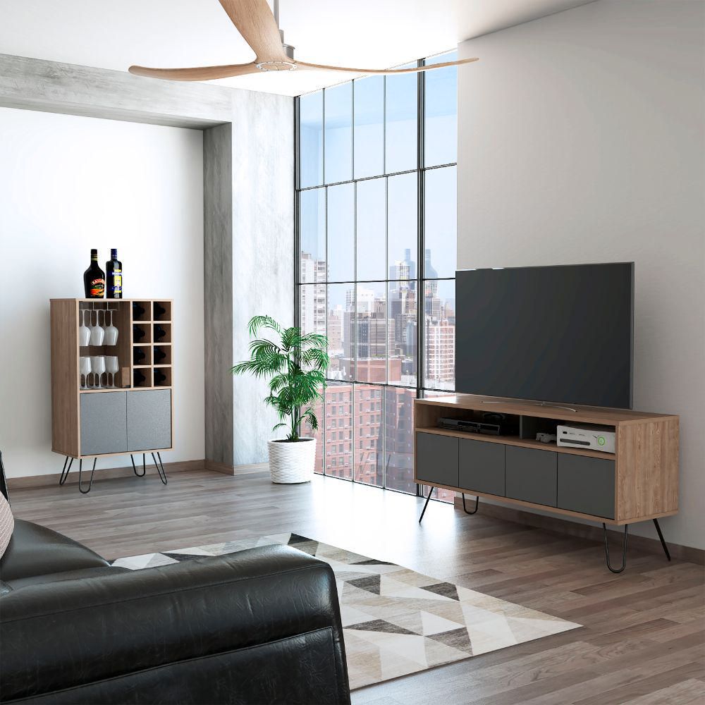 Rack TV 55 + Bar Vassel - Miel / Plomo