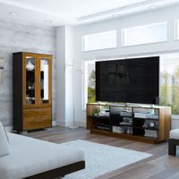 Rack TV 58 + Vitrina Classic Color - Caramelo / Wengue