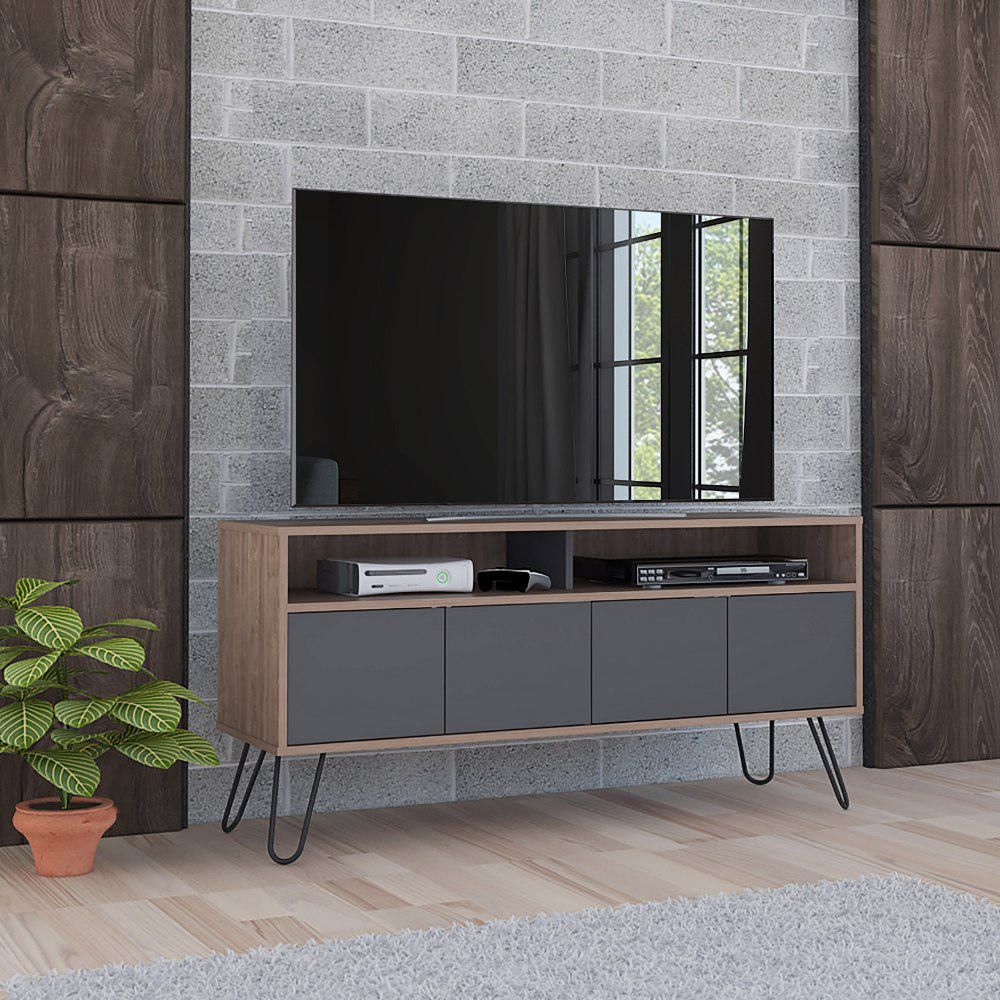Mesa de TV 55"" Vassel - Miel / Plomo