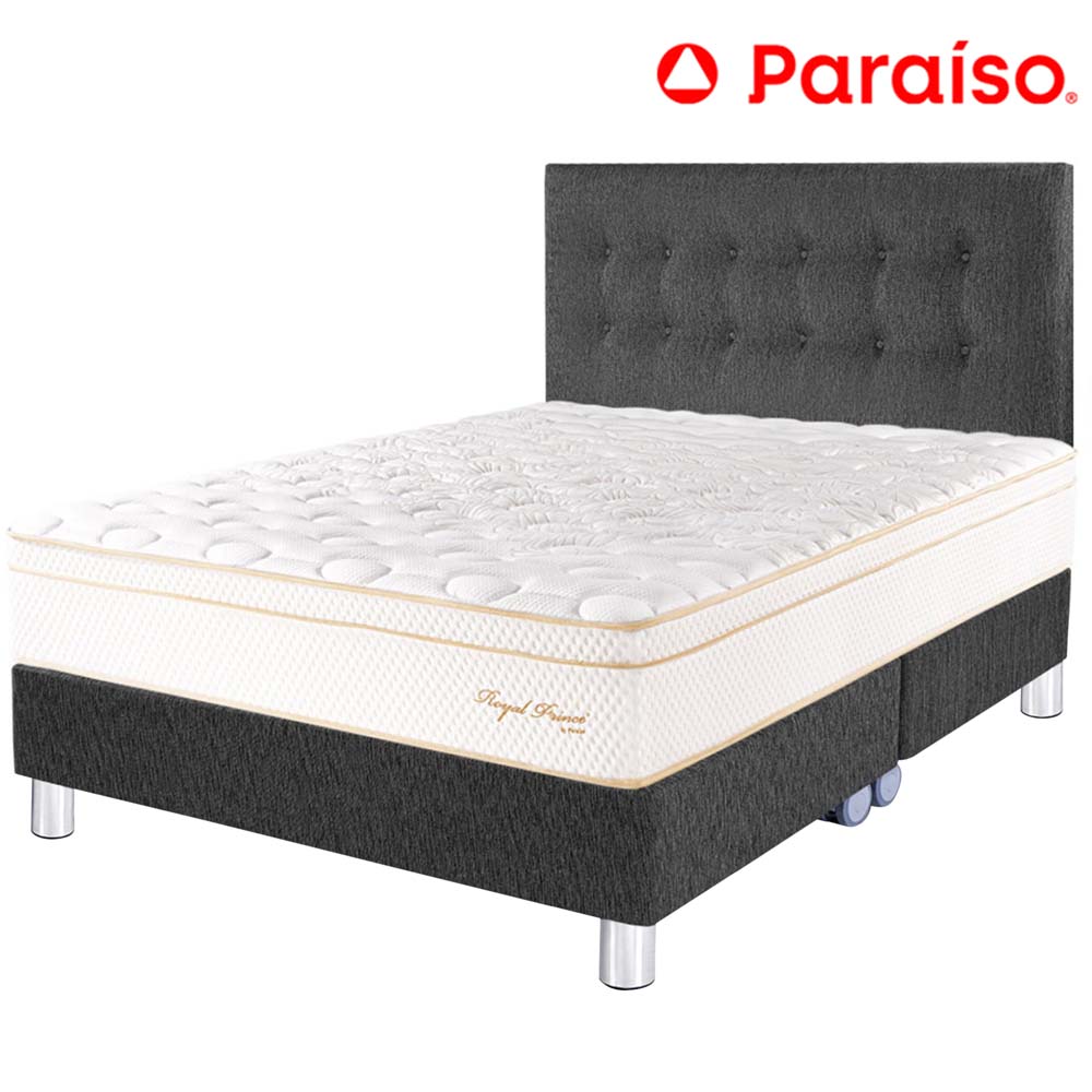 Dormitorio PARAISO Royal Prince Acero Queen + 2 Almohadas Viscoelásticas + Protector