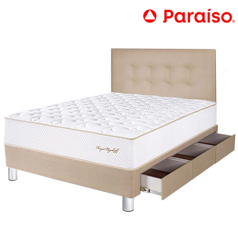 Juego de Dormitorio con Cajones PARAÍSO ROYAL ELIZABETH 1.5 Plazas Champagne