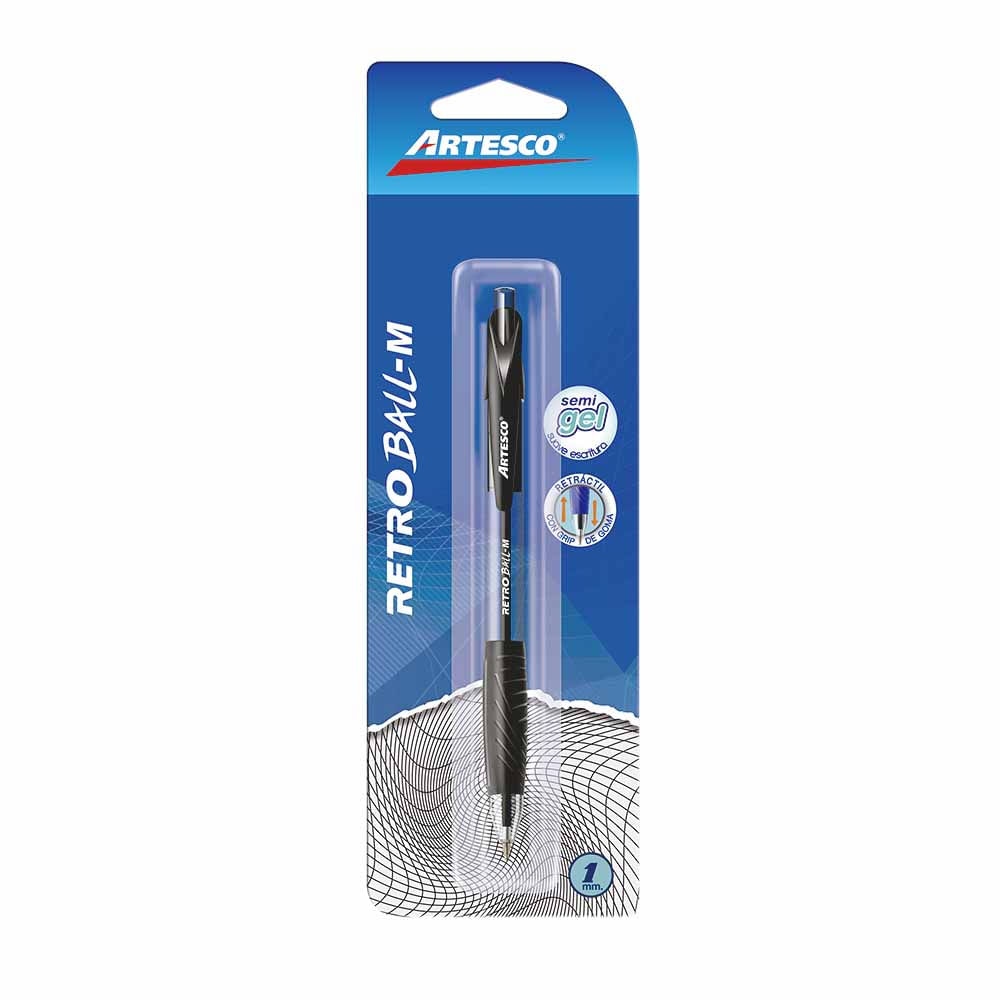 Bolígrafo ARTESCO Retro Ball-M Negro Blíster 1un