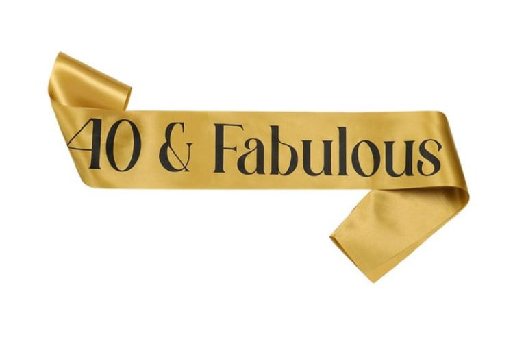 Banda feliz cumpleaños 40 y fabulosa dorado con negro