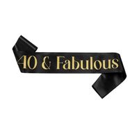Banda feliz cumpleaños 40 y fabulosa negro con dorado