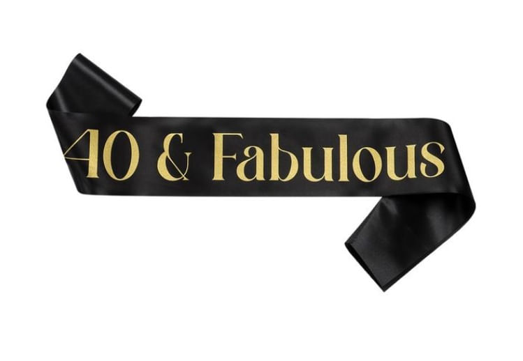 Banda feliz cumpleaños 40 y fabulosa negro con dorado