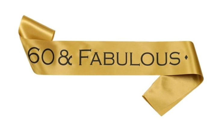 Banda feliz cumpleaños 60 y fabulosa dorado con negro