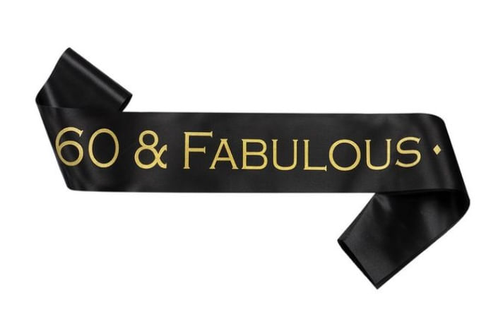 Banda feliz cumpleaños 60 y fabulosa negro con dorado