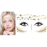 Glitter dorado lunas y estrellas estilo tatuaje temporal para rostro fiestas conciertos rave festiva