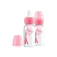 Biberón Para Bebe Dr Browns Pack De 2 De Polipropileno Boca Estrecha 4Oz/ 120Ml Color Rosa
