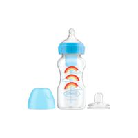 Biberón Dr Browns Kit De Transición 2 En 1 Boca Ancha Polipropileno 9 Oz/270Ml Arcoiris Azul