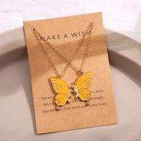 Set x 2 collares mariposas amarillas para mejores amigas bff San Valentín