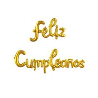 Set de globos metálicos letras feliz cumpleaños dorado
