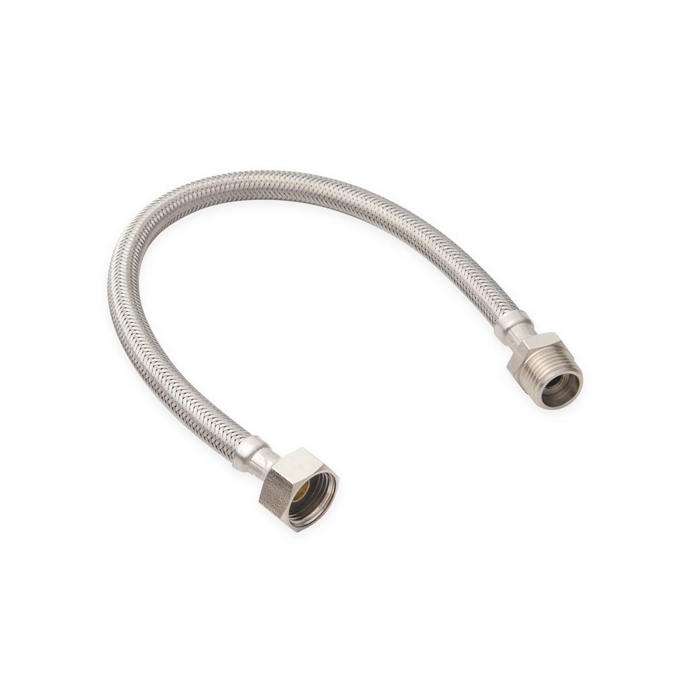 Tubo de abasto para lavatorio Acero inox 1/2x1/2"" 40cm
