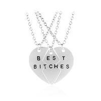 Collar triple para mejores amigas plateado bff best bitches San Valentín