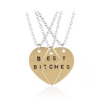 Collar triple para mejores amigas dorado bff best bitches San Valentín