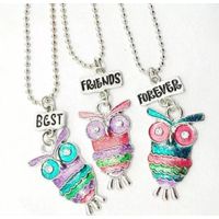Collar triple para mejores amigos búhos best friends San Valentín