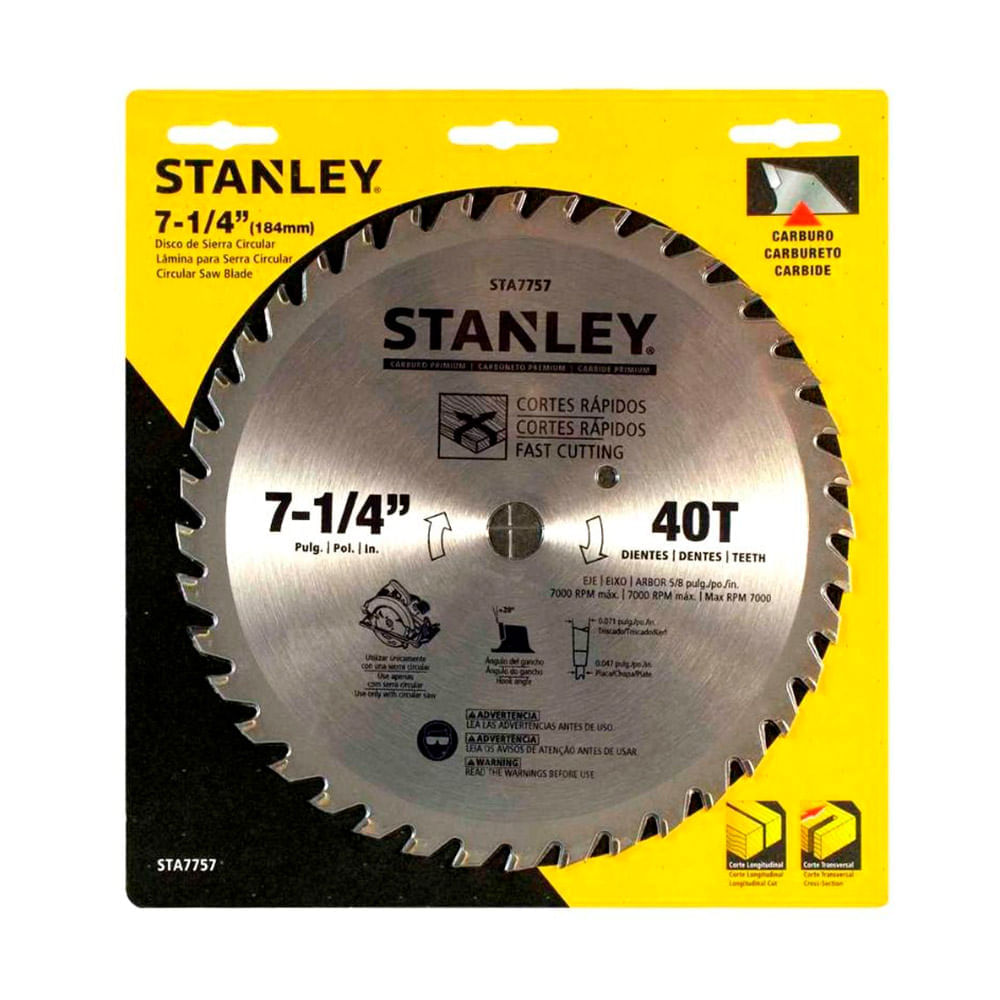 Disco de sierra circular Stanley 7 1/4"" x 40D